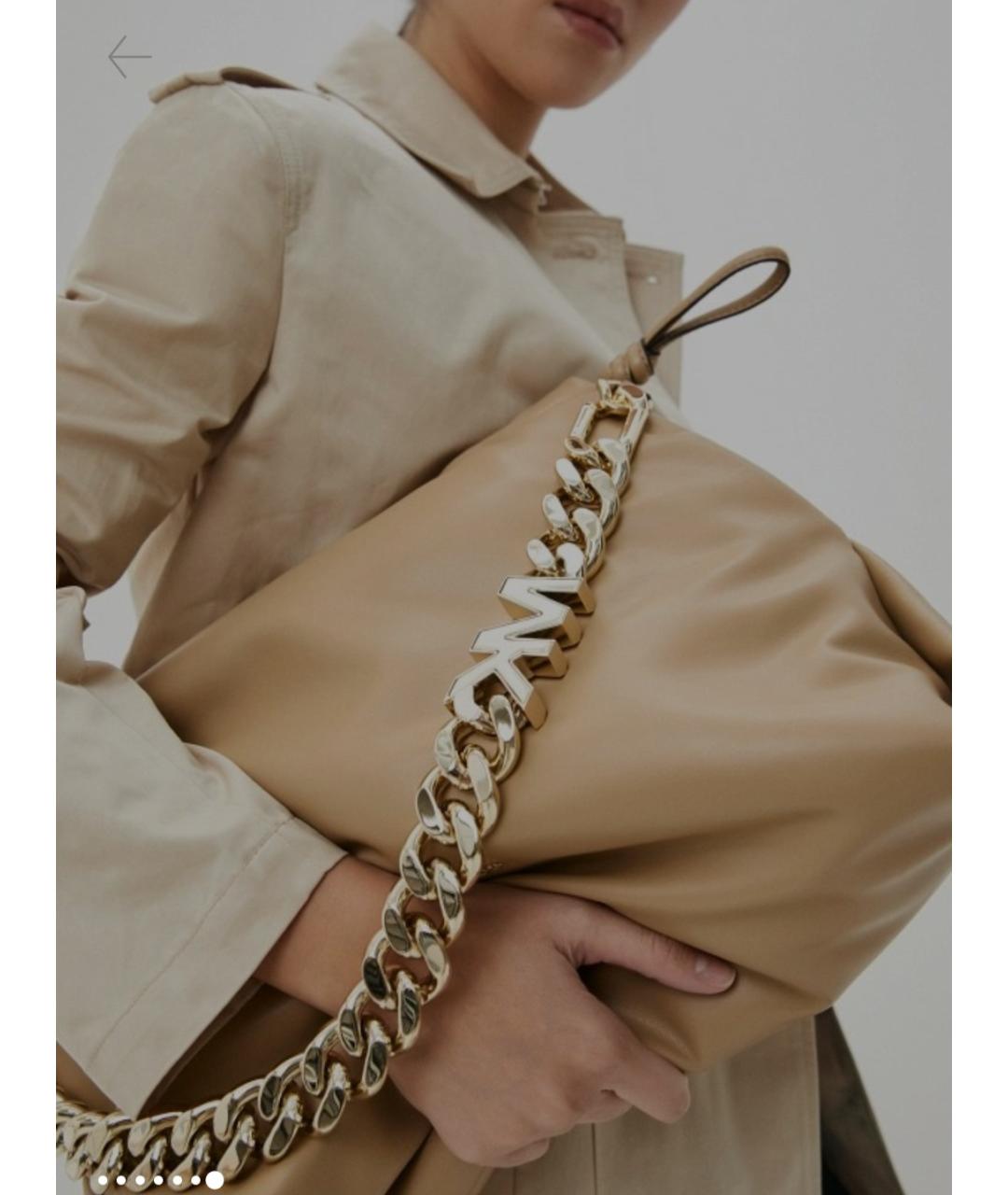 MICHAEL KORS Бежевая кожаная сумка через плечо, фото 7