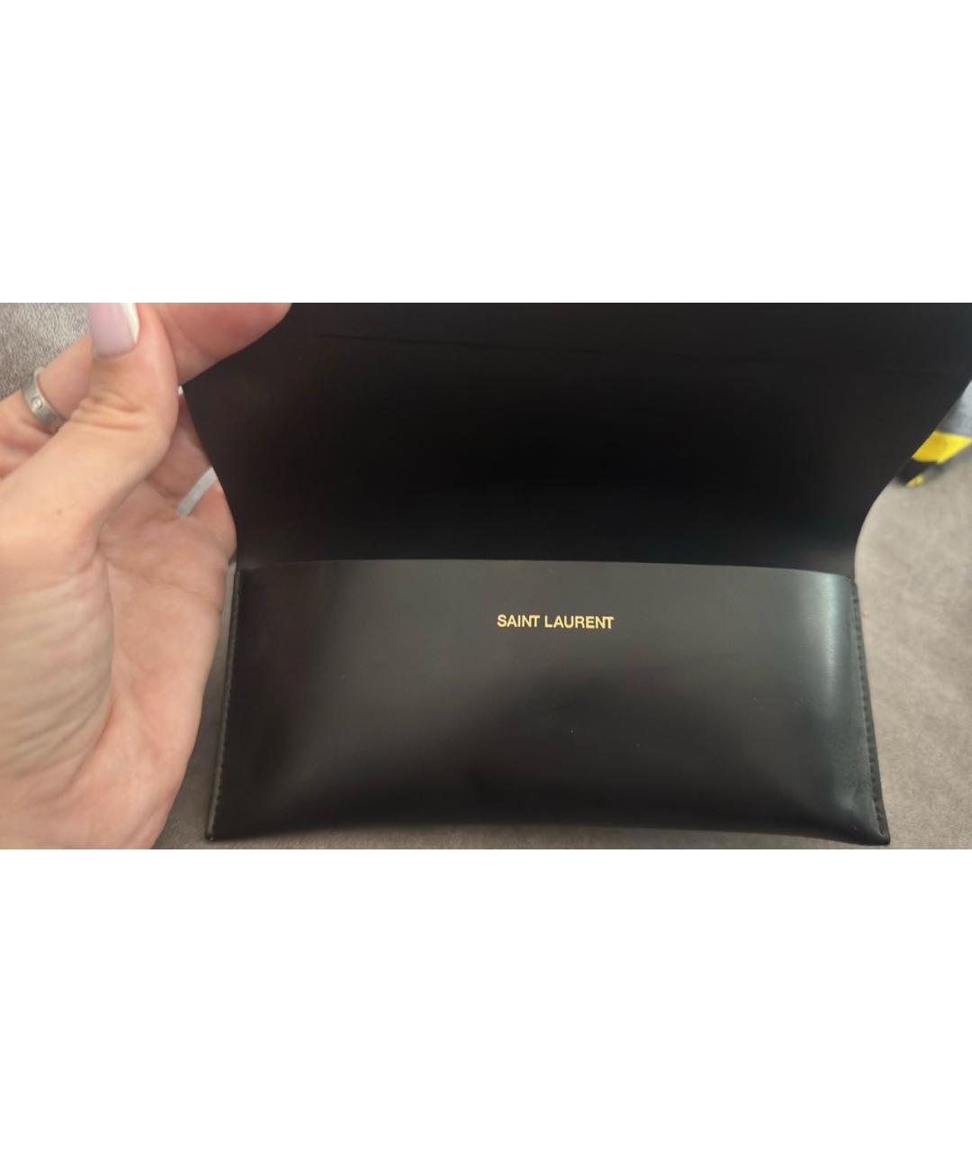 SAINT LAURENT Черные металлические солнцезащитные очки, фото 4