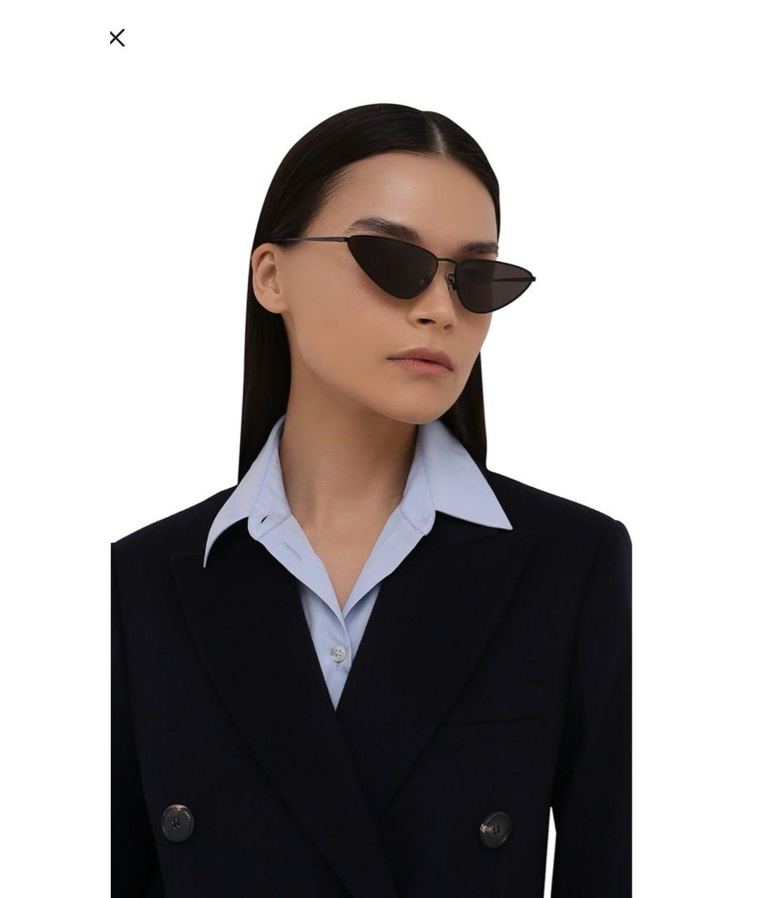 SAINT LAURENT Черные металлические солнцезащитные очки, фото 2