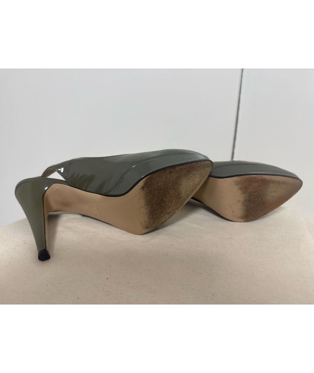 VALENTINO Хаки туфли из лакированной кожи, фото 5