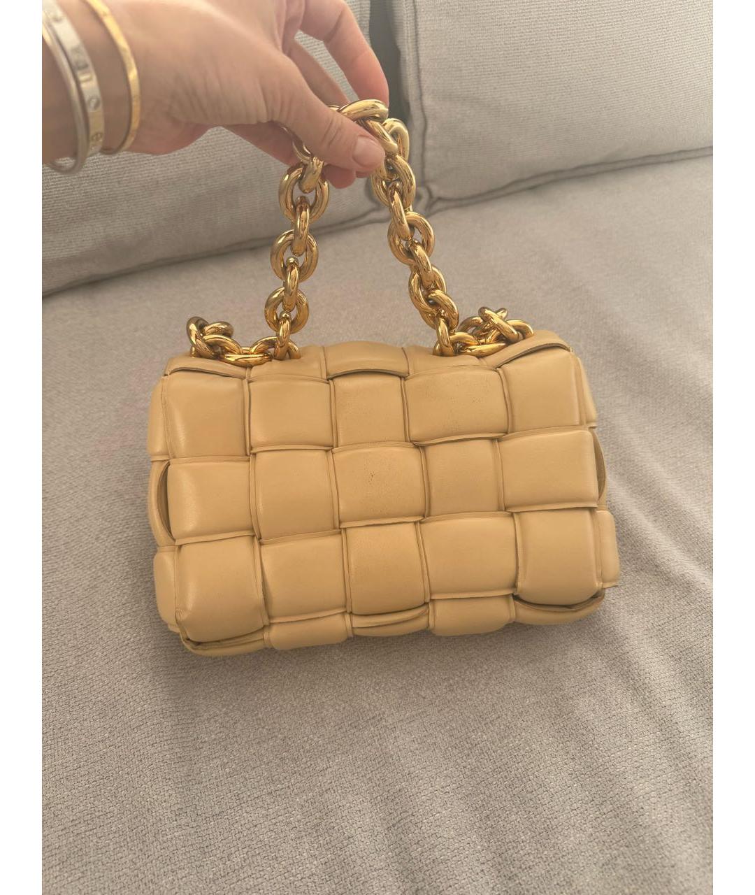 BOTTEGA VENETA Бежевая кожаная сумка через плечо, фото 3