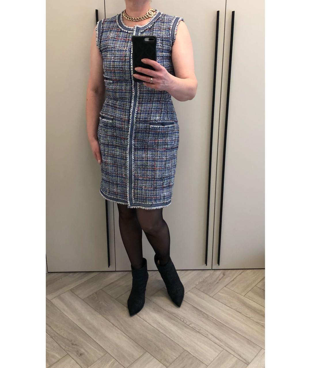 CHANEL Голубое твидовое платье, фото 5
