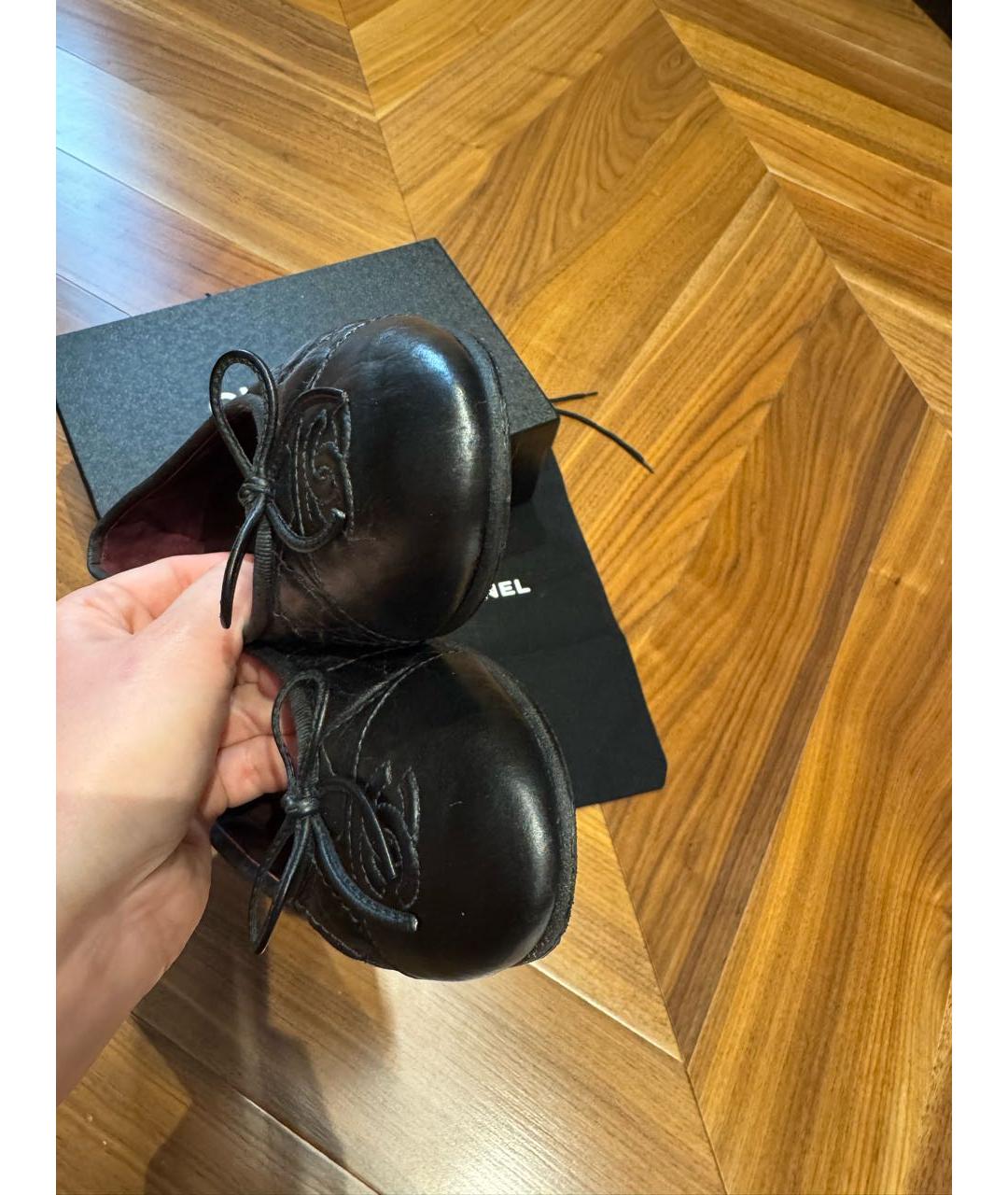 CHANEL Черные кожаные балетки, фото 6