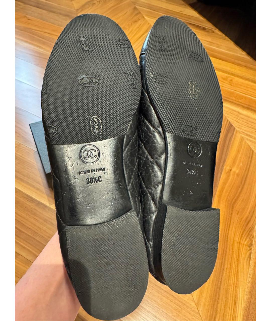 CHANEL Черные кожаные балетки, фото 5