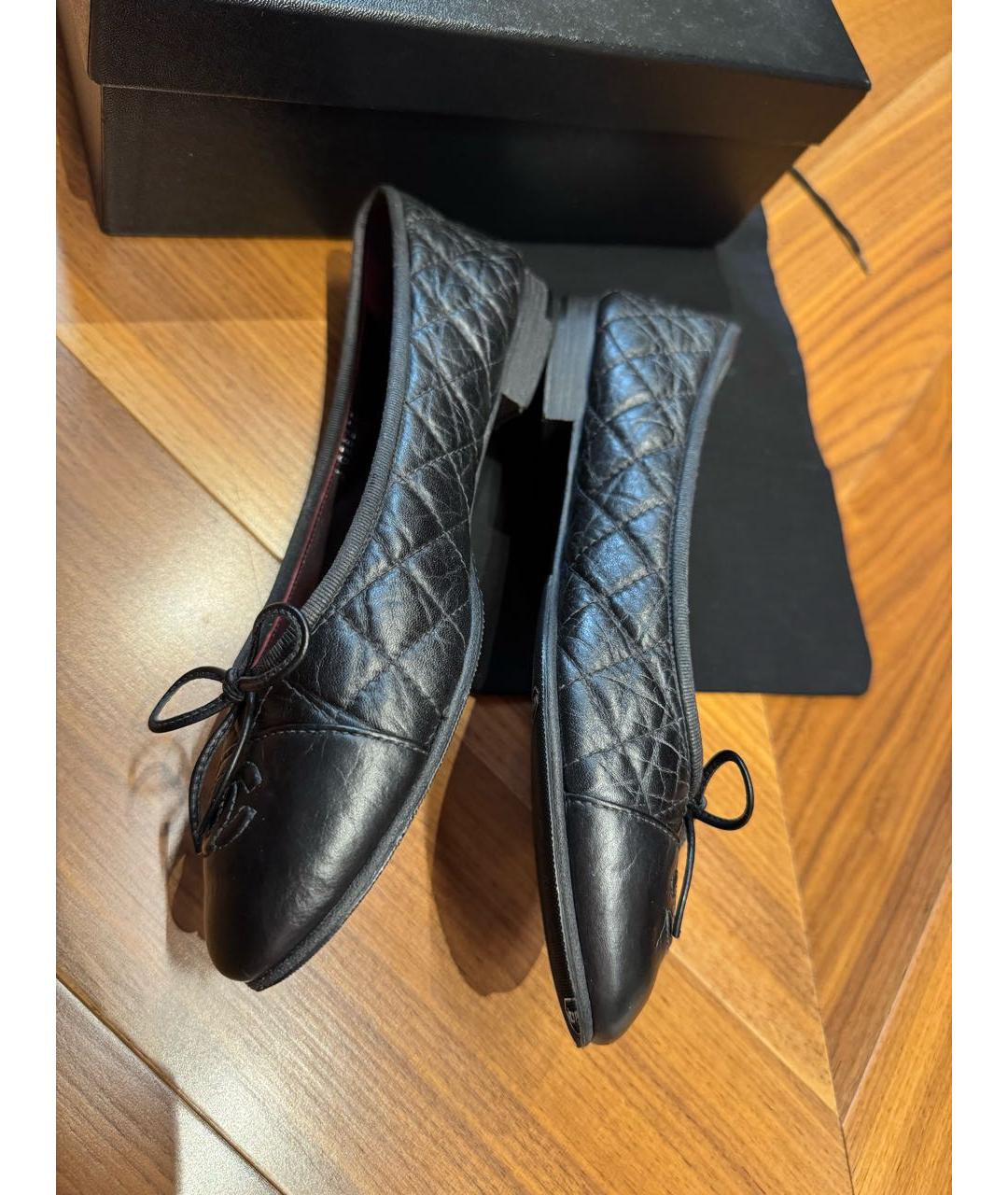 CHANEL Черные кожаные балетки, фото 7
