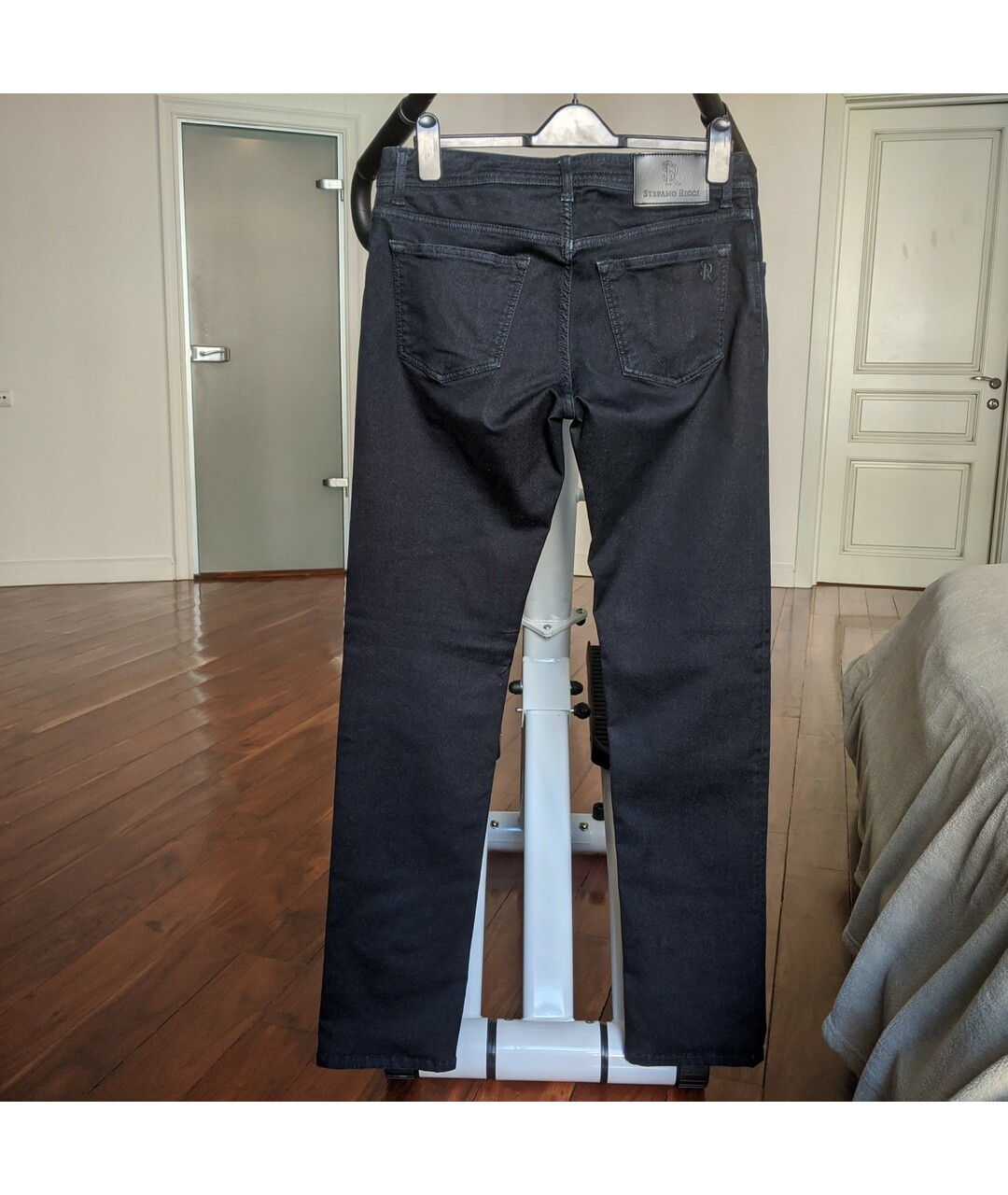 STEFANO RICCI Антрацитовые хлопковые прямые джинсы, фото 2