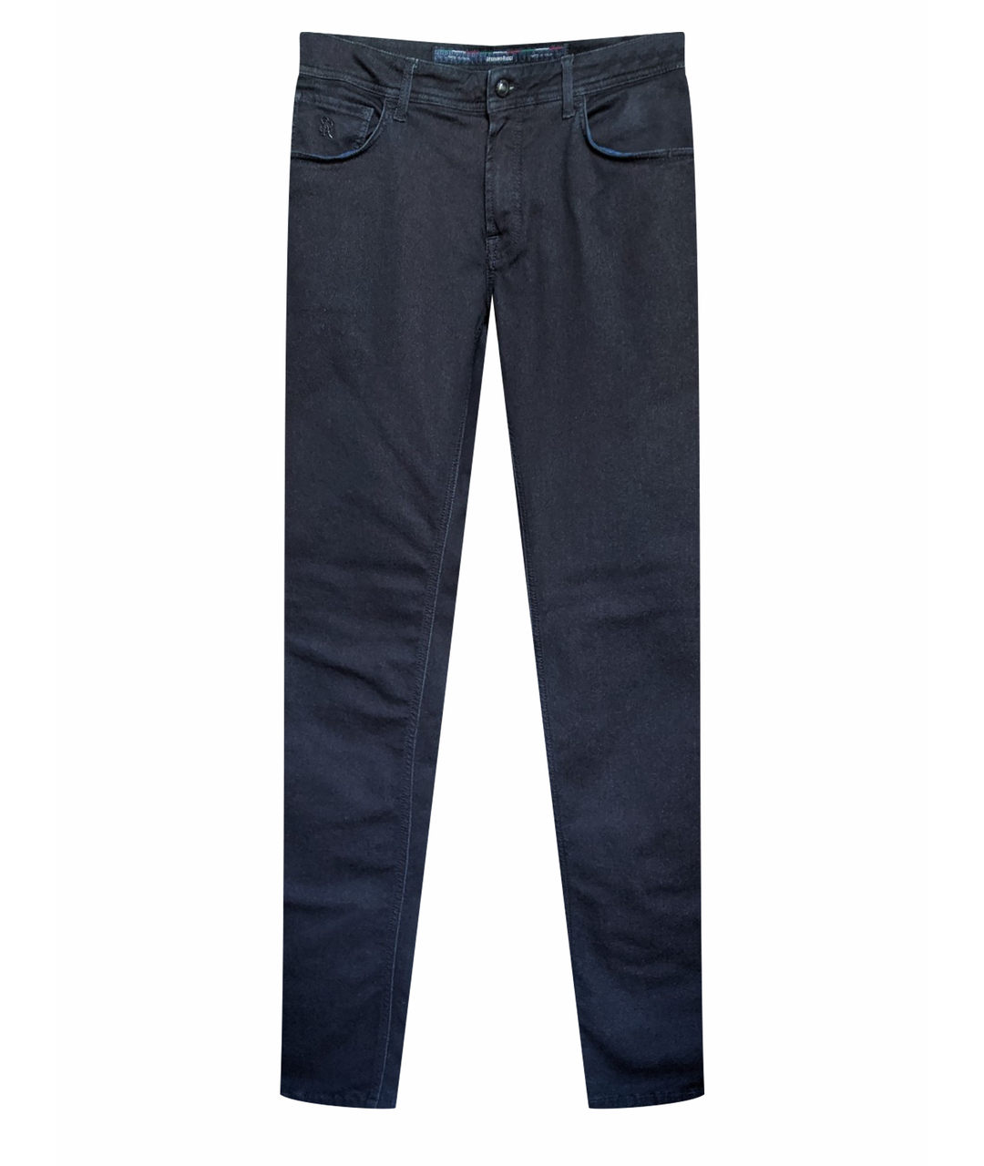 STEFANO RICCI Антрацитовые хлопковые прямые джинсы, фото 1