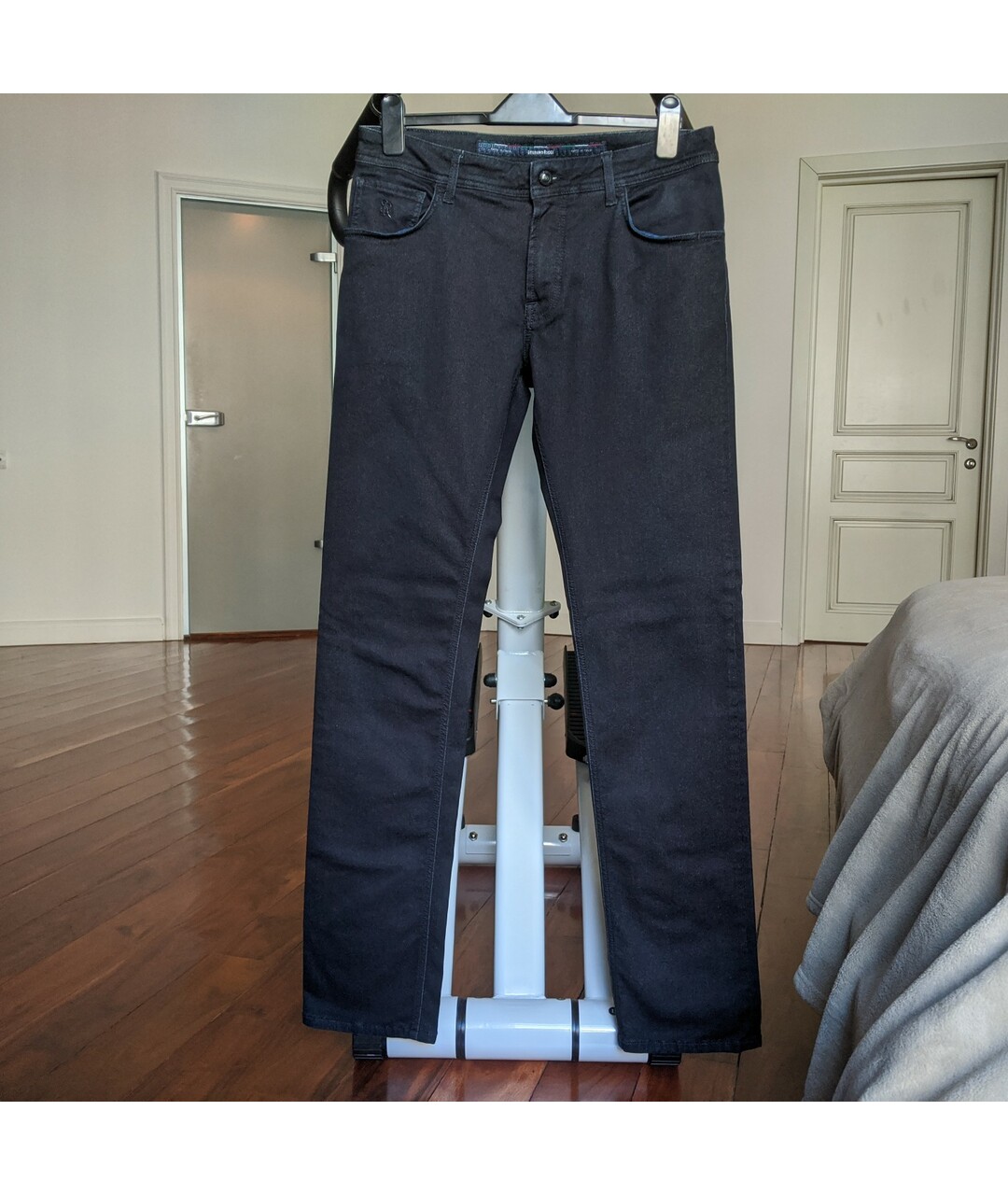 STEFANO RICCI Антрацитовые хлопковые прямые джинсы, фото 7