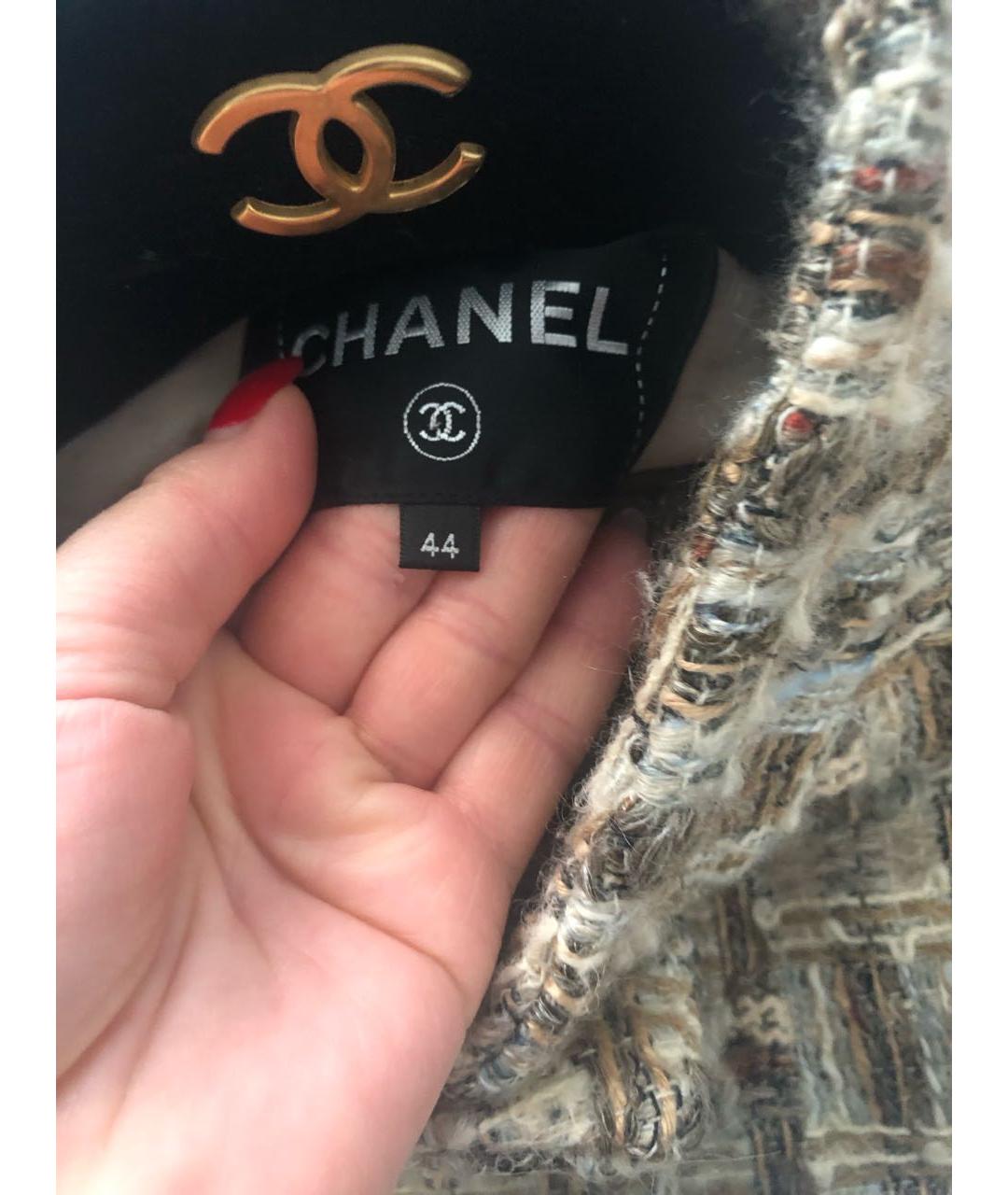 CHANEL Бежевое твидовое пальто, фото 6