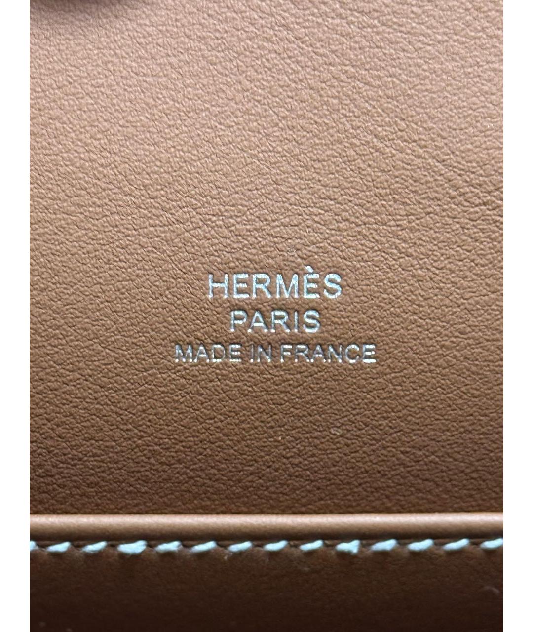 HERMES Коричневая кожаная сумка с короткими ручками, фото 7