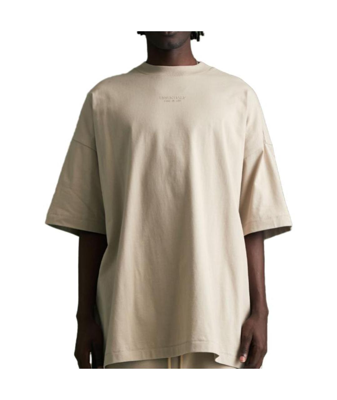 FEAR OF GOD ESSENTIALS Бежевая хлопковая футболка, фото 3