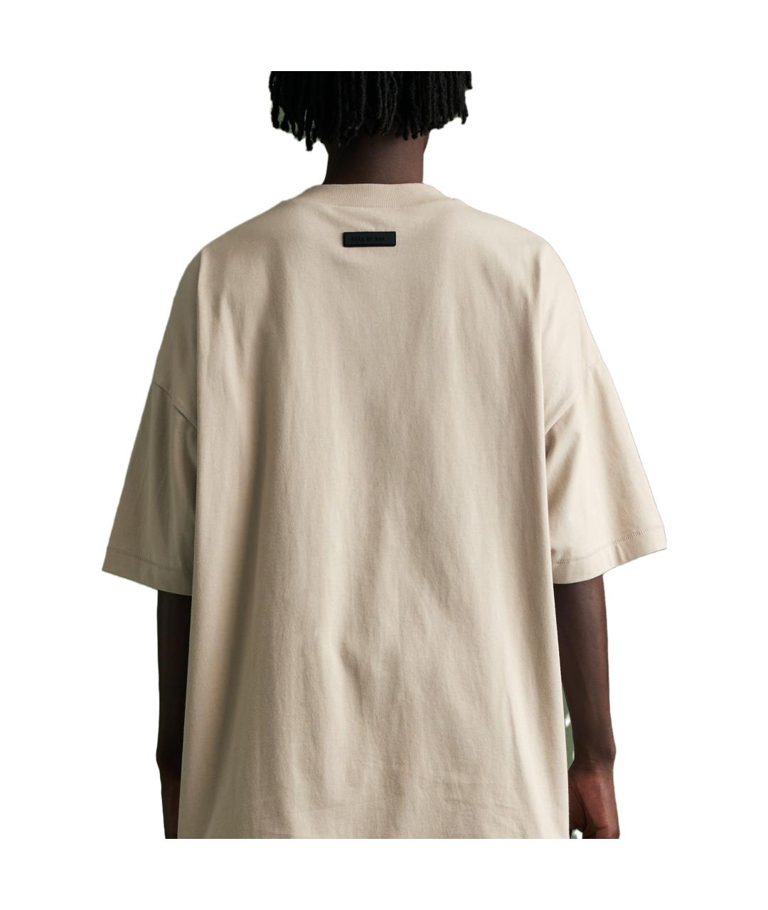FEAR OF GOD ESSENTIALS Бежевая хлопковая футболка, фото 4