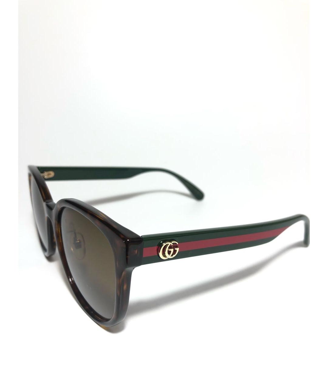 GUCCI Коричневые пластиковые солнцезащитные очки, фото 3