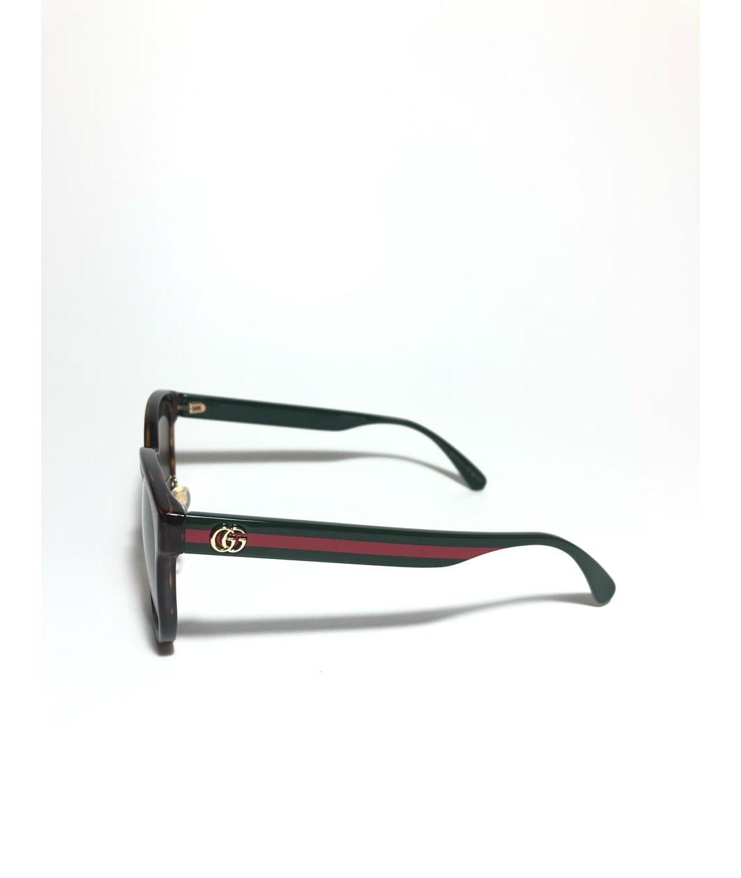 GUCCI Коричневые пластиковые солнцезащитные очки, фото 2