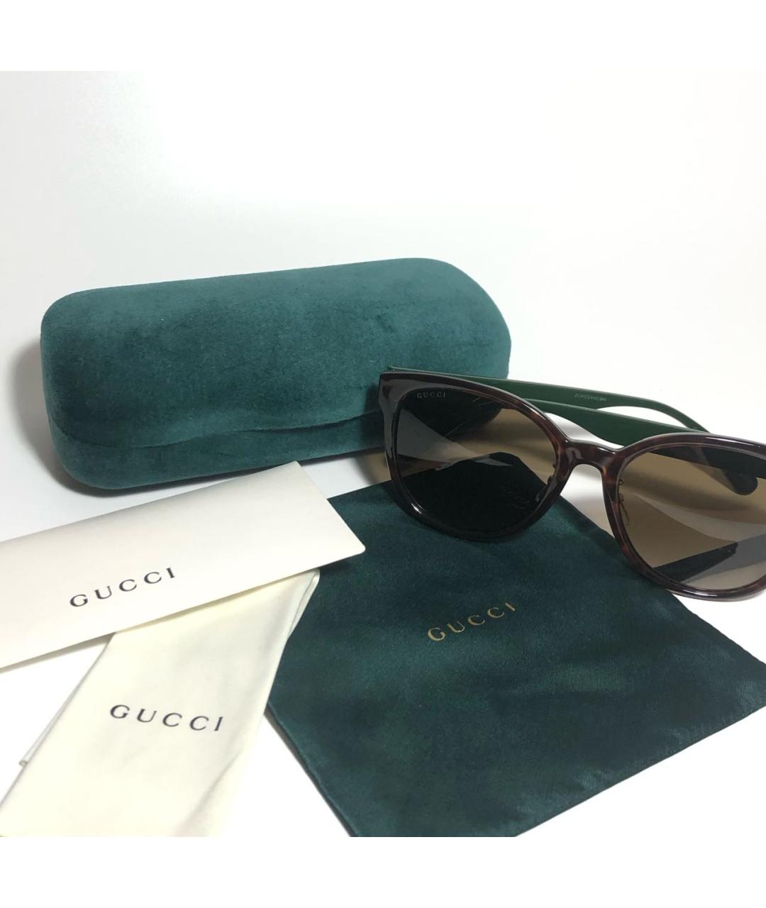 GUCCI Коричневые пластиковые солнцезащитные очки, фото 6