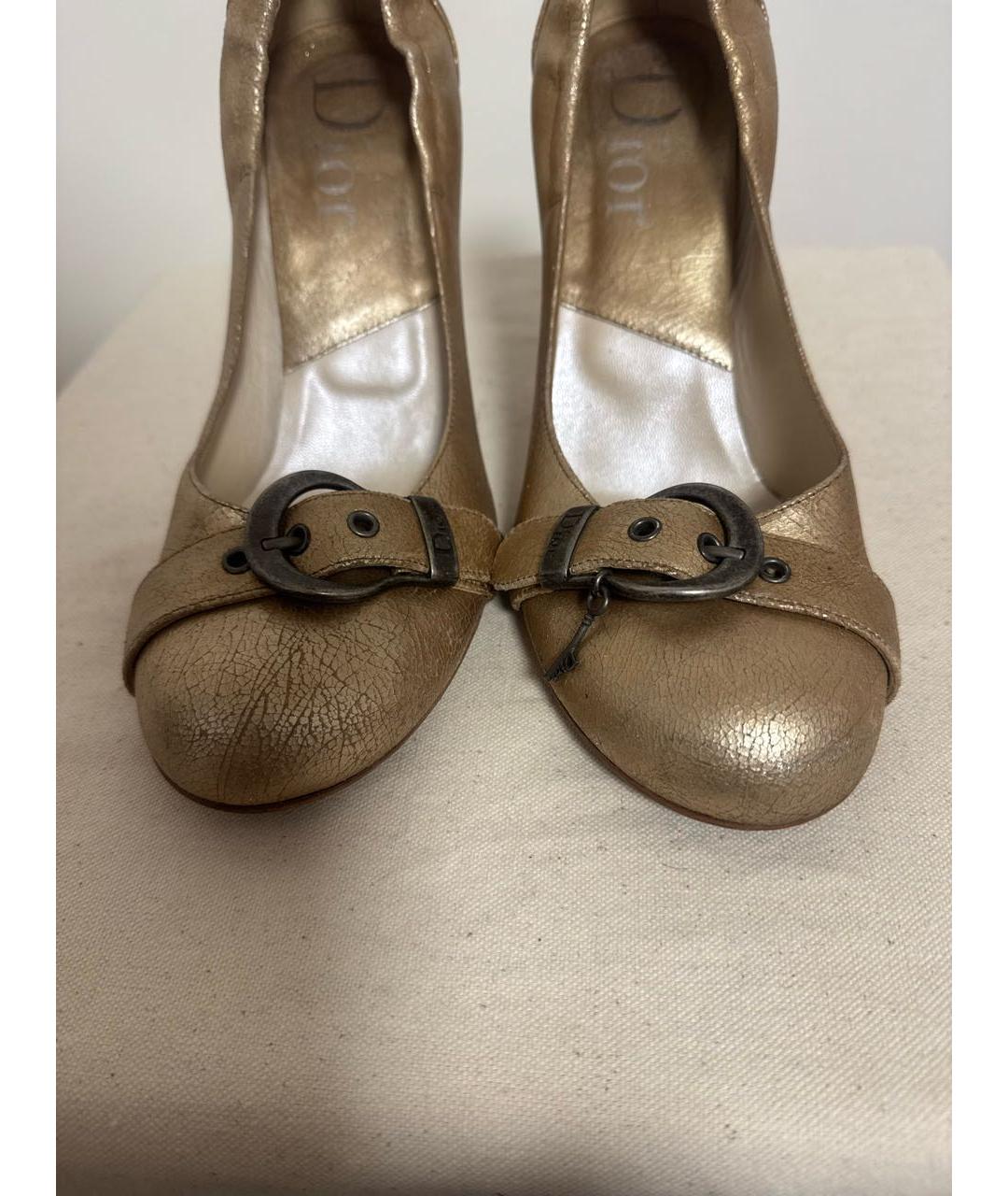 CHRISTIAN DIOR Золотые кожаные туфли, фото 7