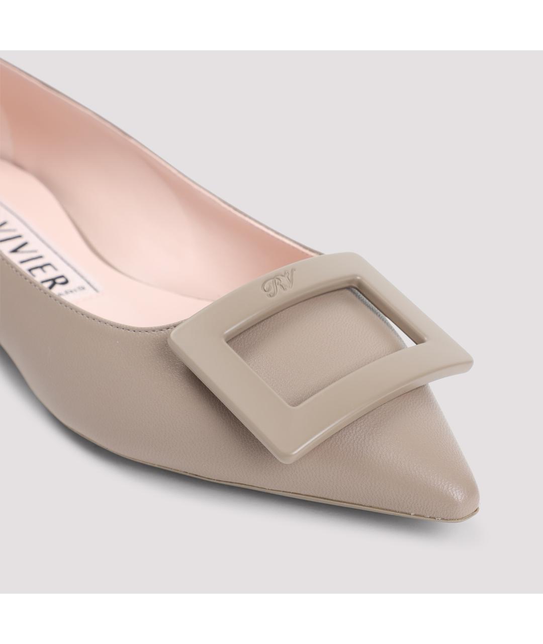 ROGER VIVIER Бежевые кожаные балетки, фото 6