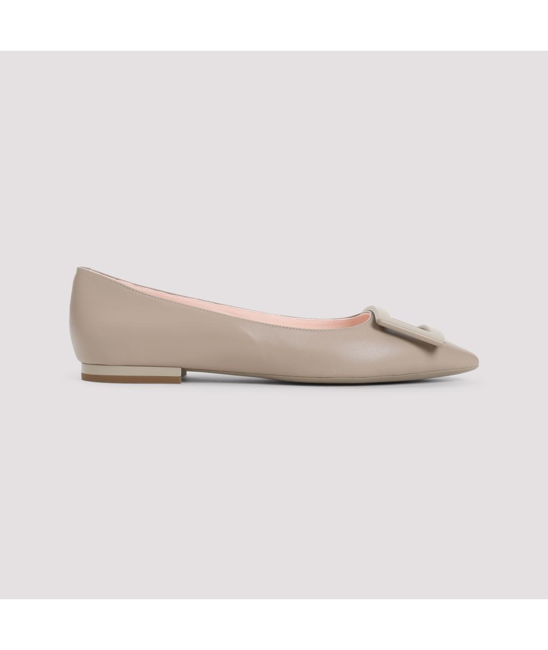 ROGER VIVIER Бежевые кожаные балетки, фото 3