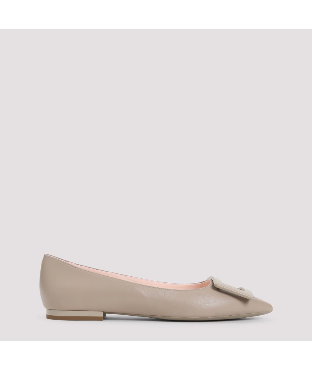 ROGER VIVIER Бежевые кожаные балетки, фото 2