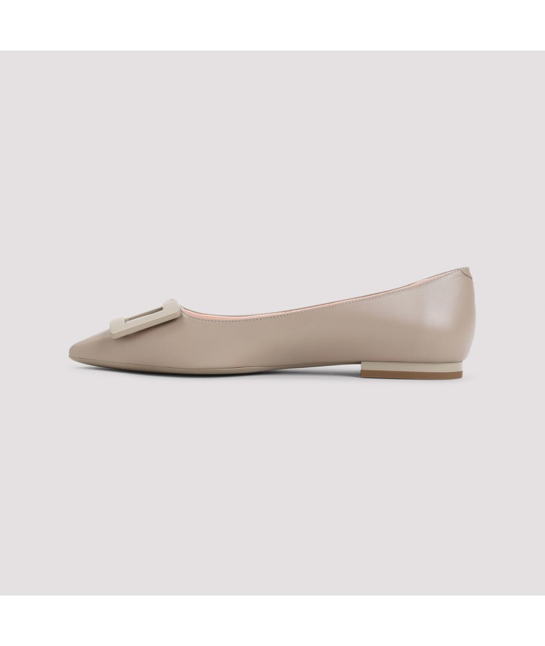 ROGER VIVIER Бежевые кожаные балетки, фото 4