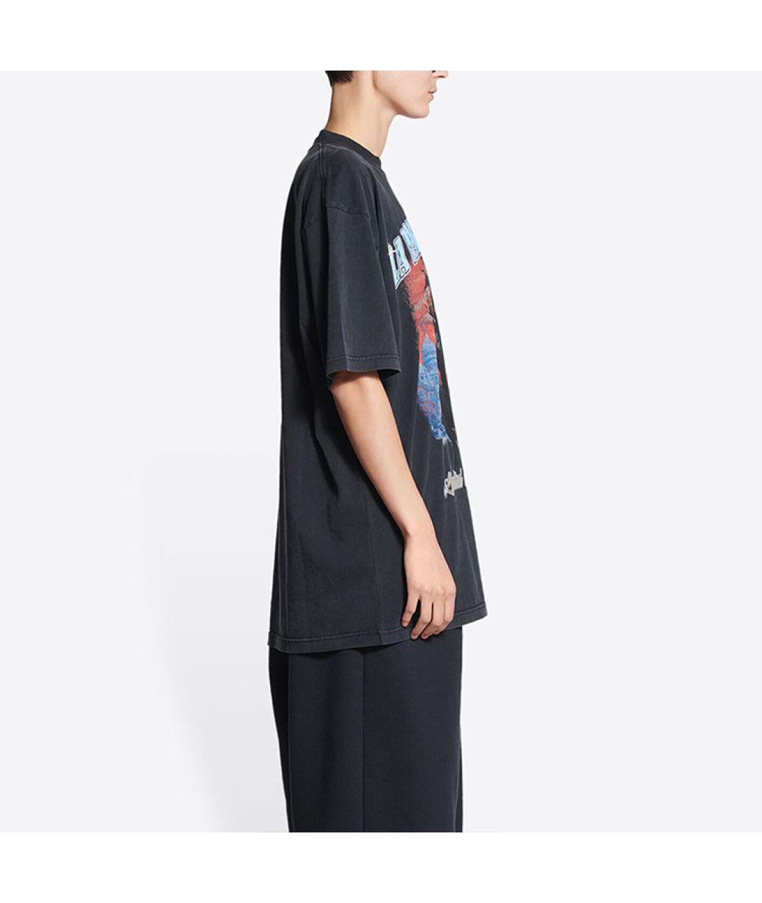 BALENCIAGA Черная хлопковая футболка, фото 5
