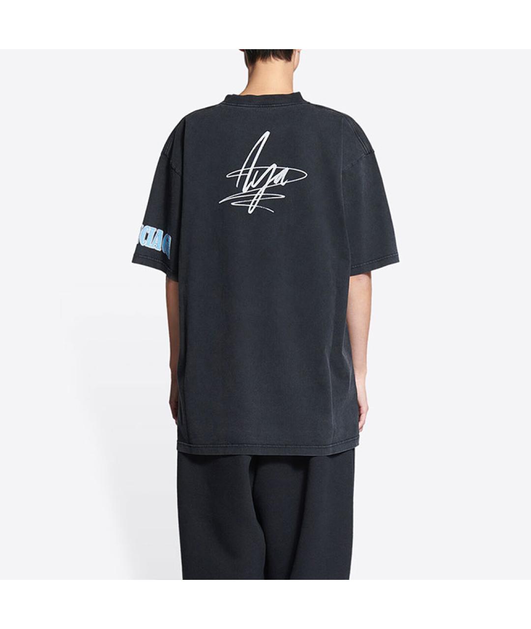 BALENCIAGA Черная хлопковая футболка, фото 4