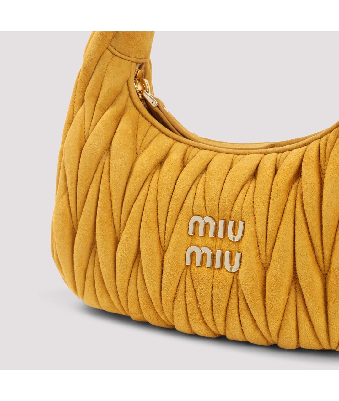 MIU MIU Оранжевая кожаная сумка с короткими ручками, фото 5