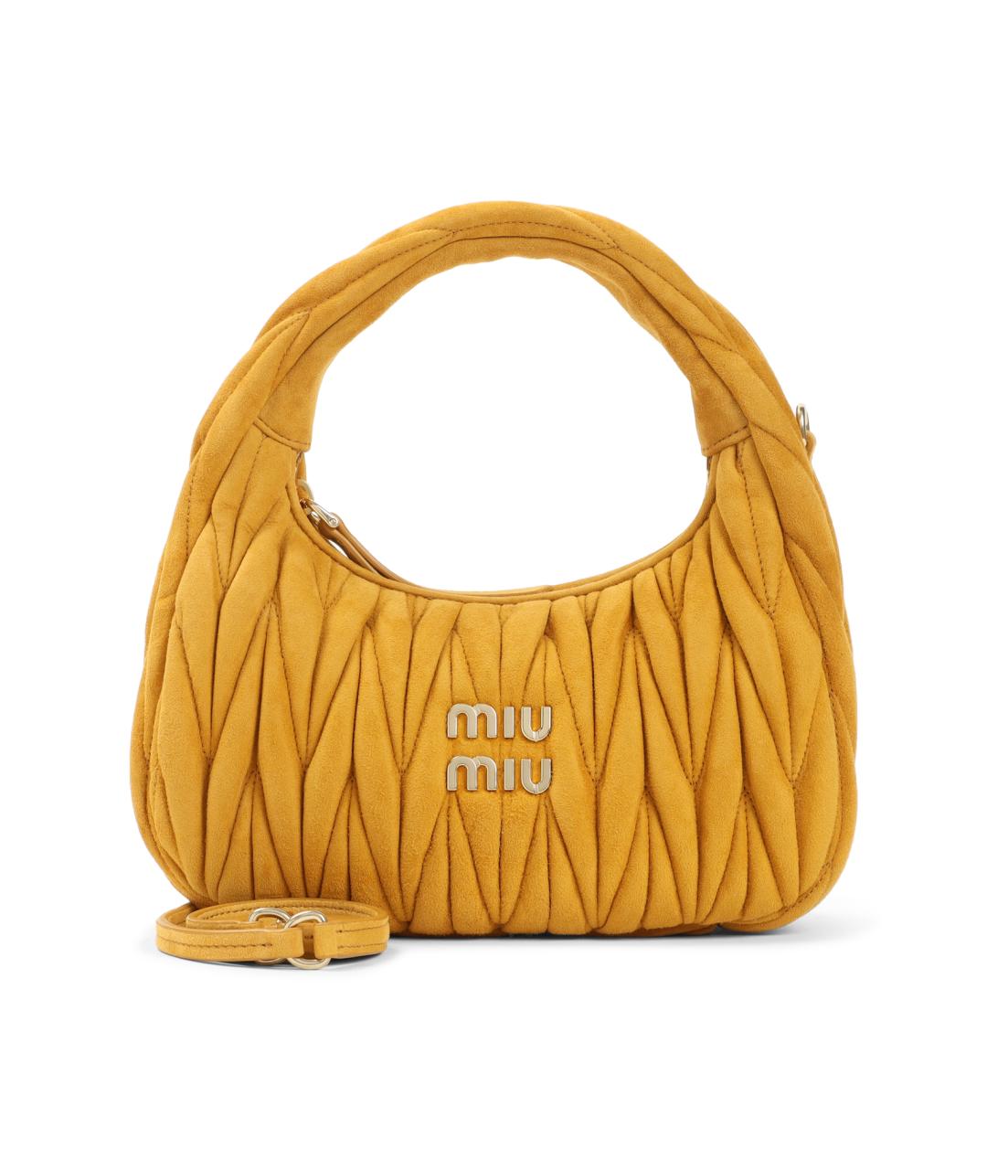 MIU MIU Оранжевая кожаная сумка с короткими ручками, фото 1