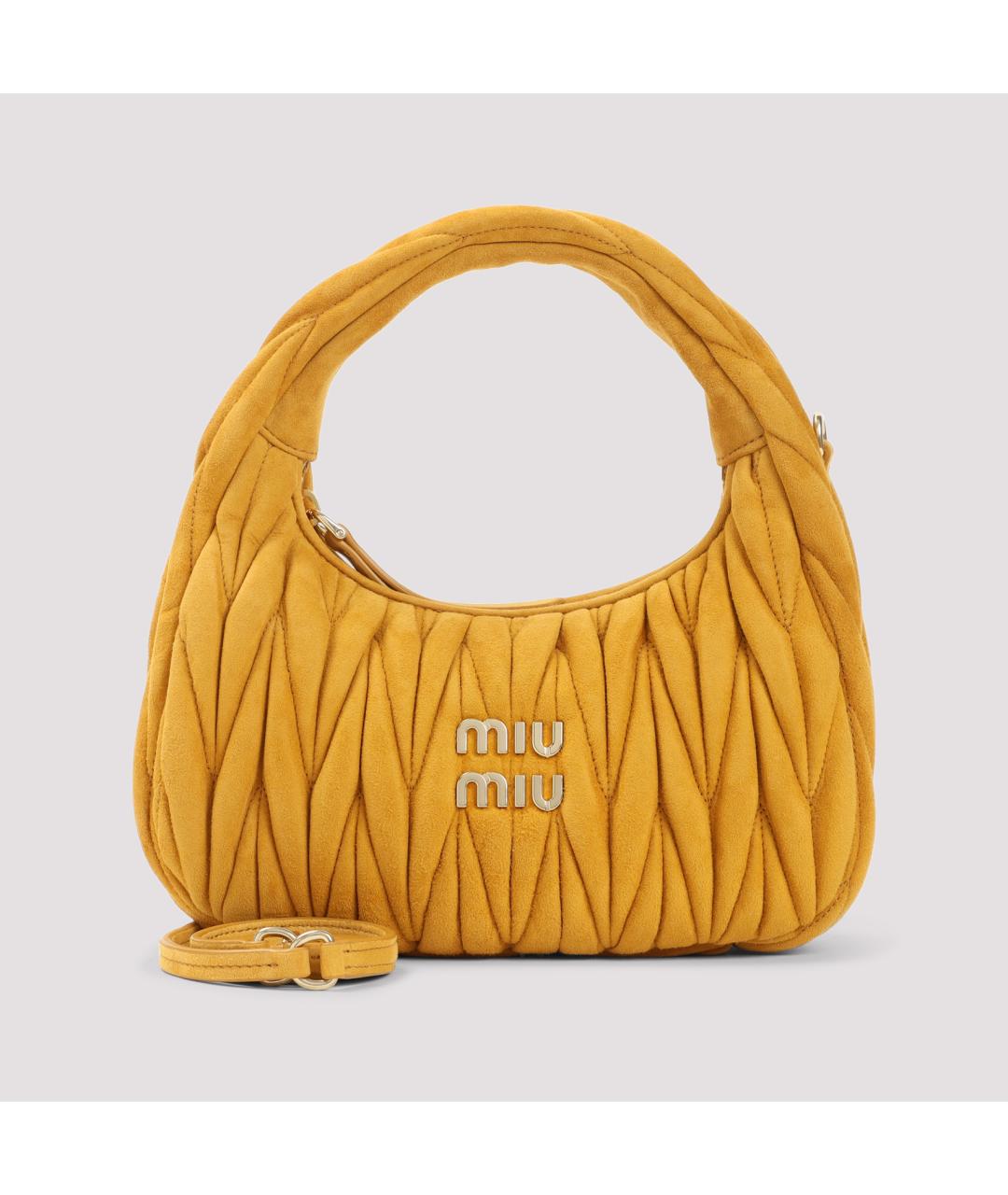 MIU MIU Оранжевая кожаная сумка с короткими ручками, фото 3