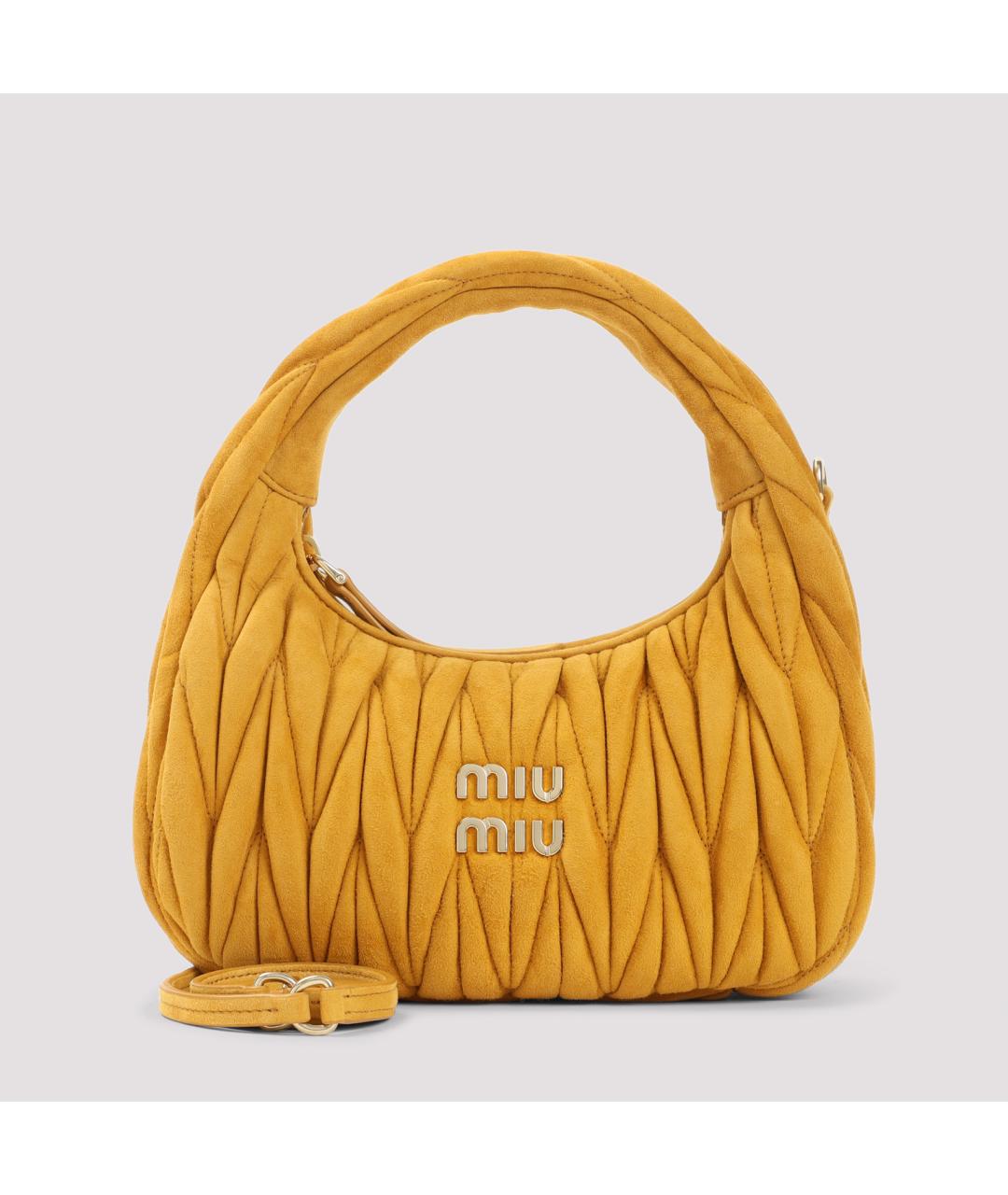 MIU MIU Оранжевая кожаная сумка с короткими ручками, фото 2