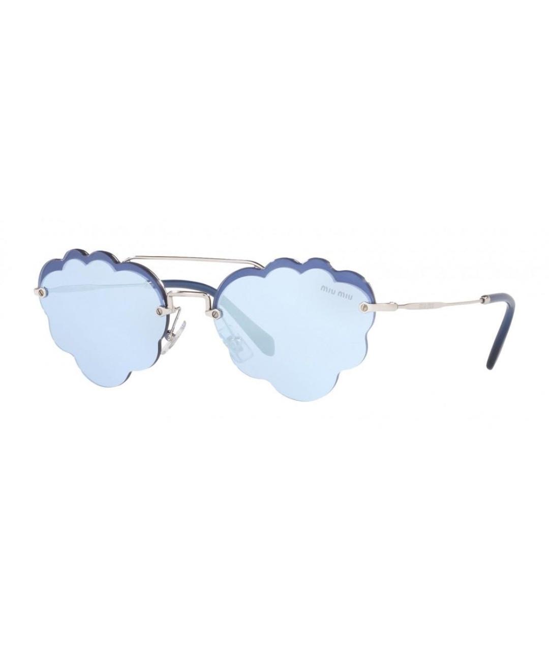 MIU MIU Голубые металлические солнцезащитные очки, фото 3
