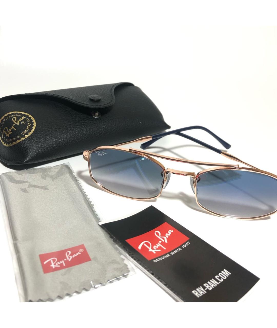 RAY BAN Золотые металлические солнцезащитные очки, фото 5