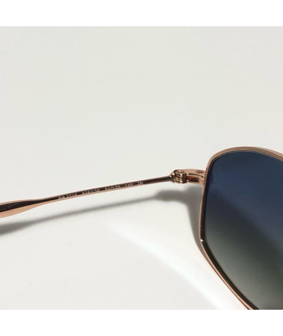 RAY BAN Золотые металлические солнцезащитные очки, фото 4