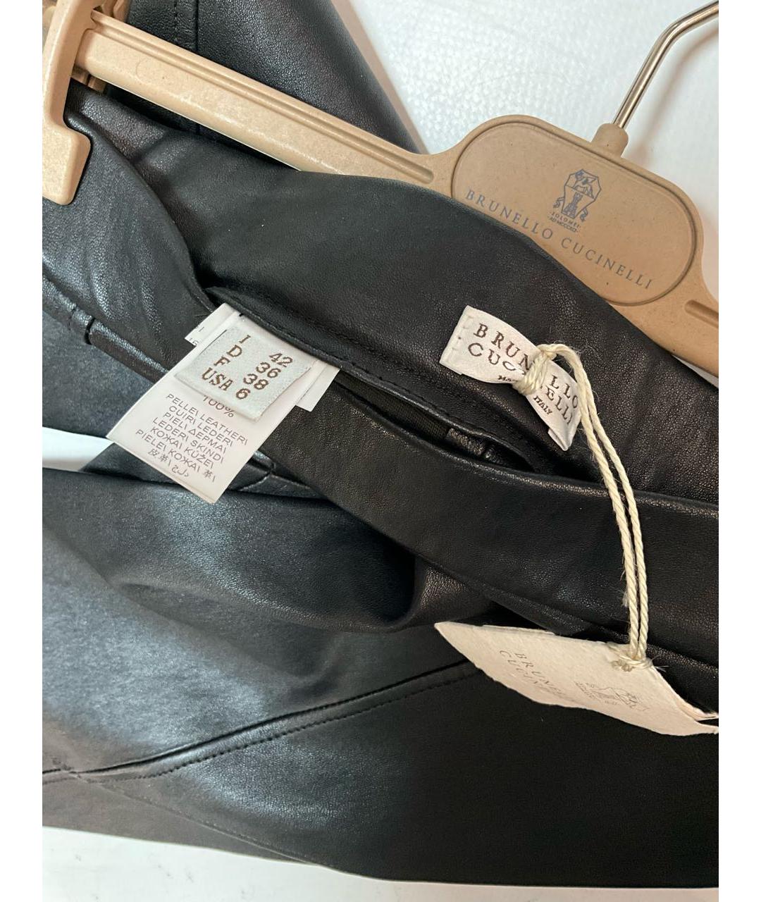 BRUNELLO CUCINELLI Черные кожаные леггинсы и велосипедки, фото 3