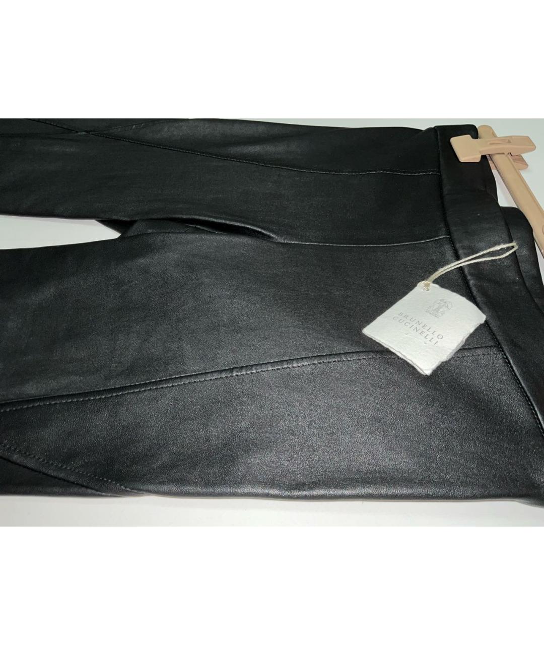 BRUNELLO CUCINELLI Черные кожаные леггинсы и велосипедки, фото 2