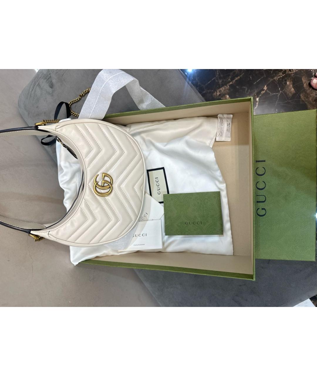 GUCCI Белая кожаная сумка через плечо, фото 8