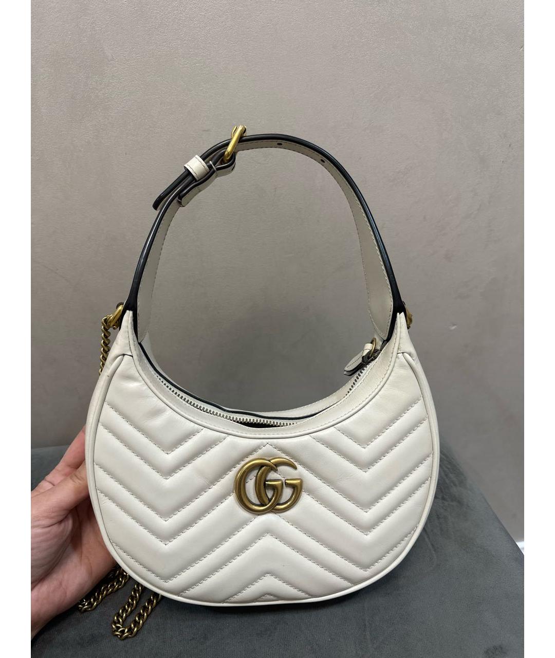 GUCCI Белая кожаная сумка через плечо, фото 7