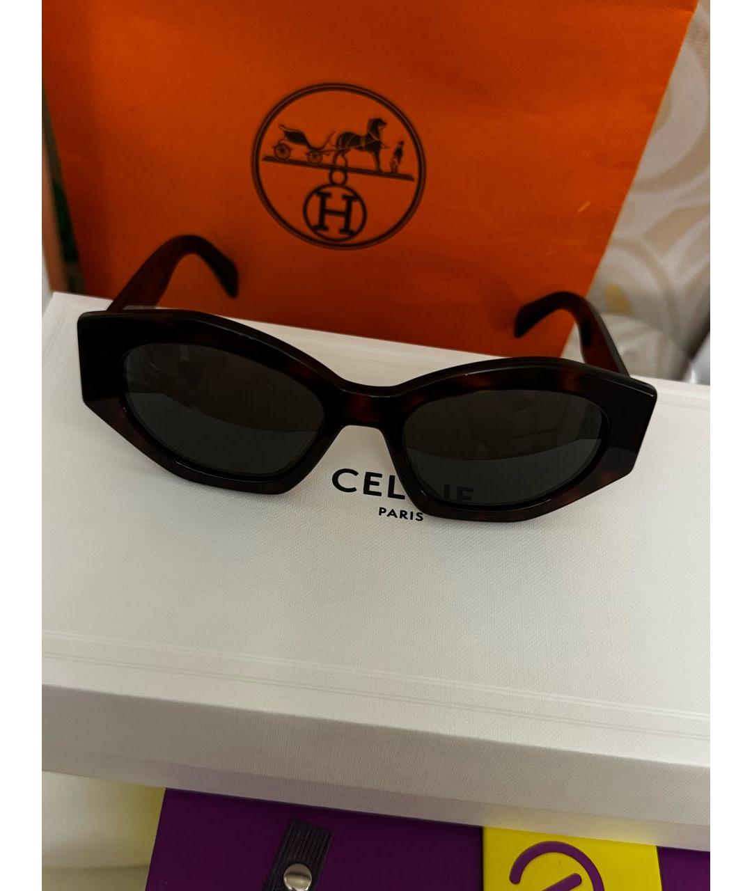 CELINE Коричневые пластиковые солнцезащитные очки, фото 4