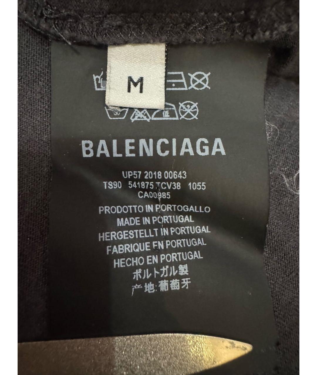 BALENCIAGA Антрацитовая хлопковая футболка, фото 4