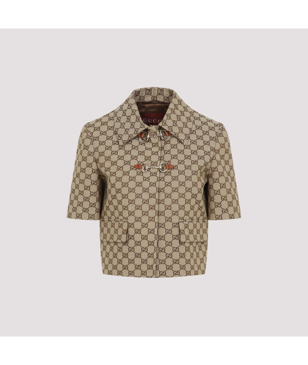 GUCCI Бежевый полиэстеровый жакет/пиджак, фото 2