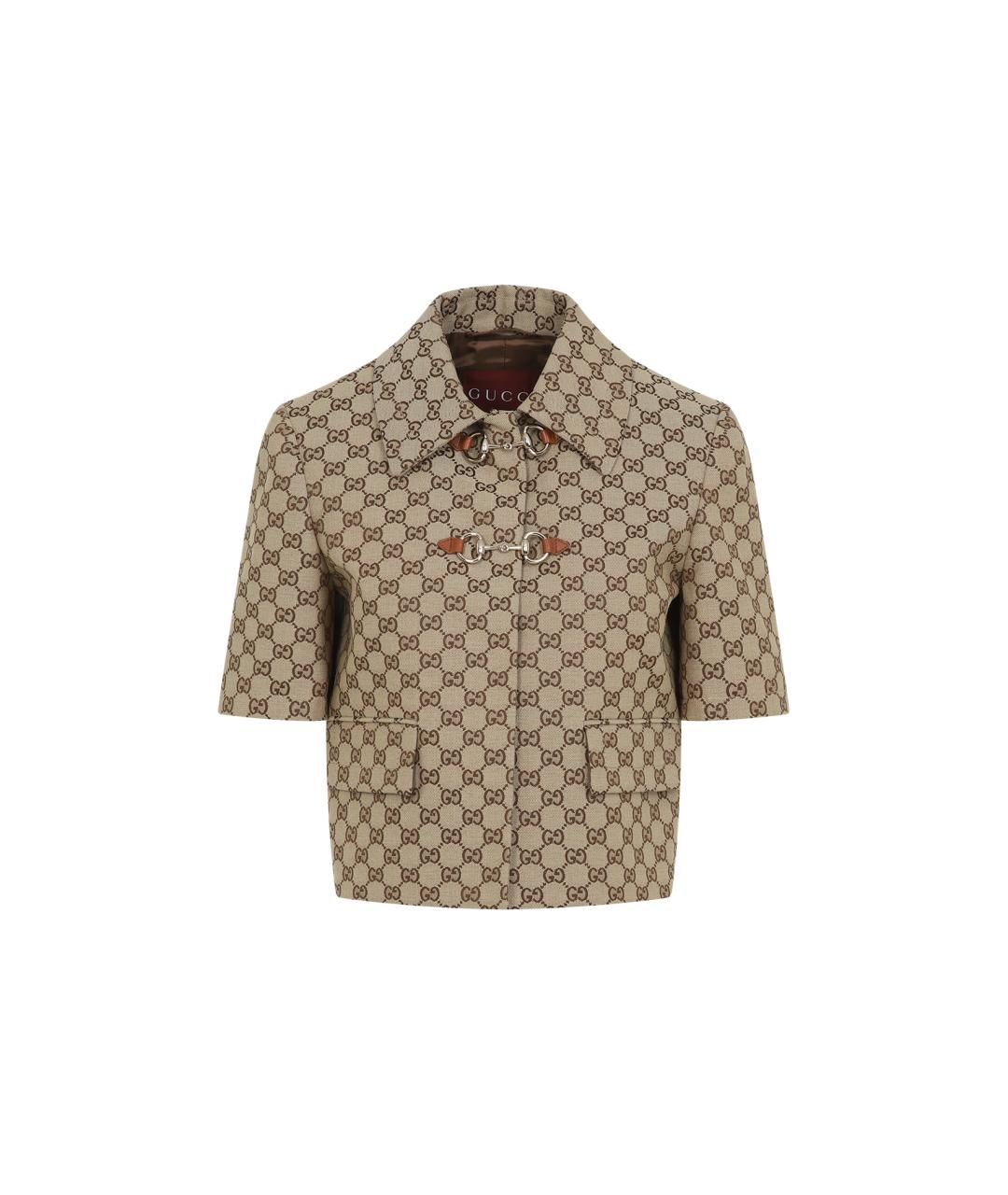 GUCCI Бежевый полиэстеровый жакет/пиджак, фото 1