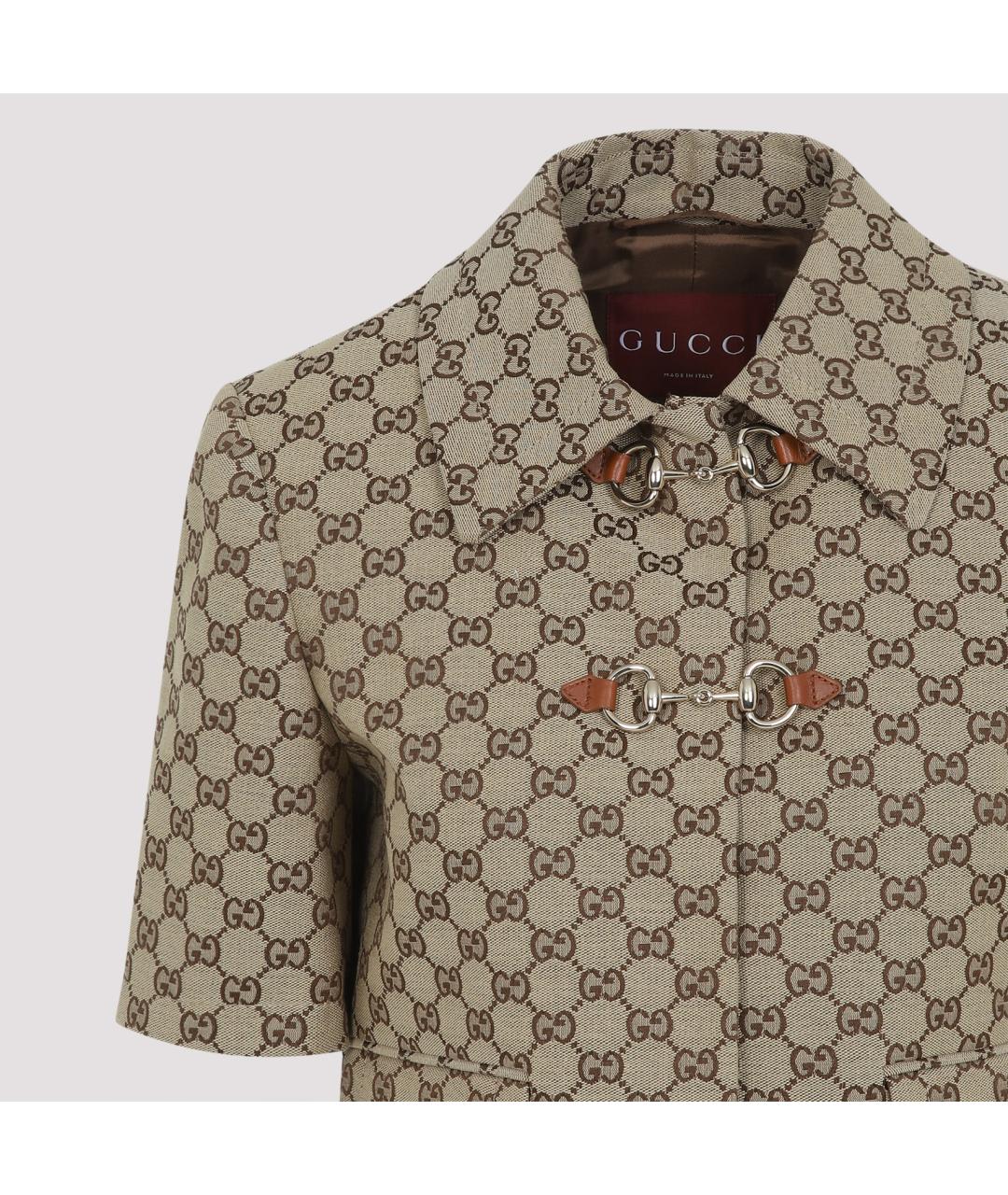 GUCCI Бежевый полиэстеровый жакет/пиджак, фото 4