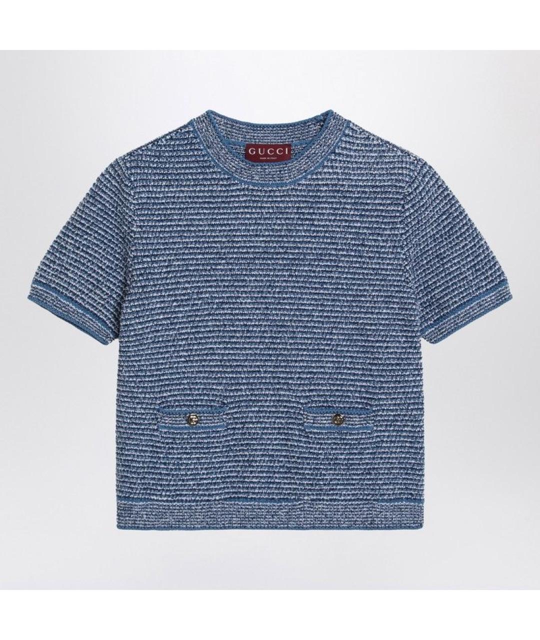 GUCCI Синяя хлопковая футболка, фото 3