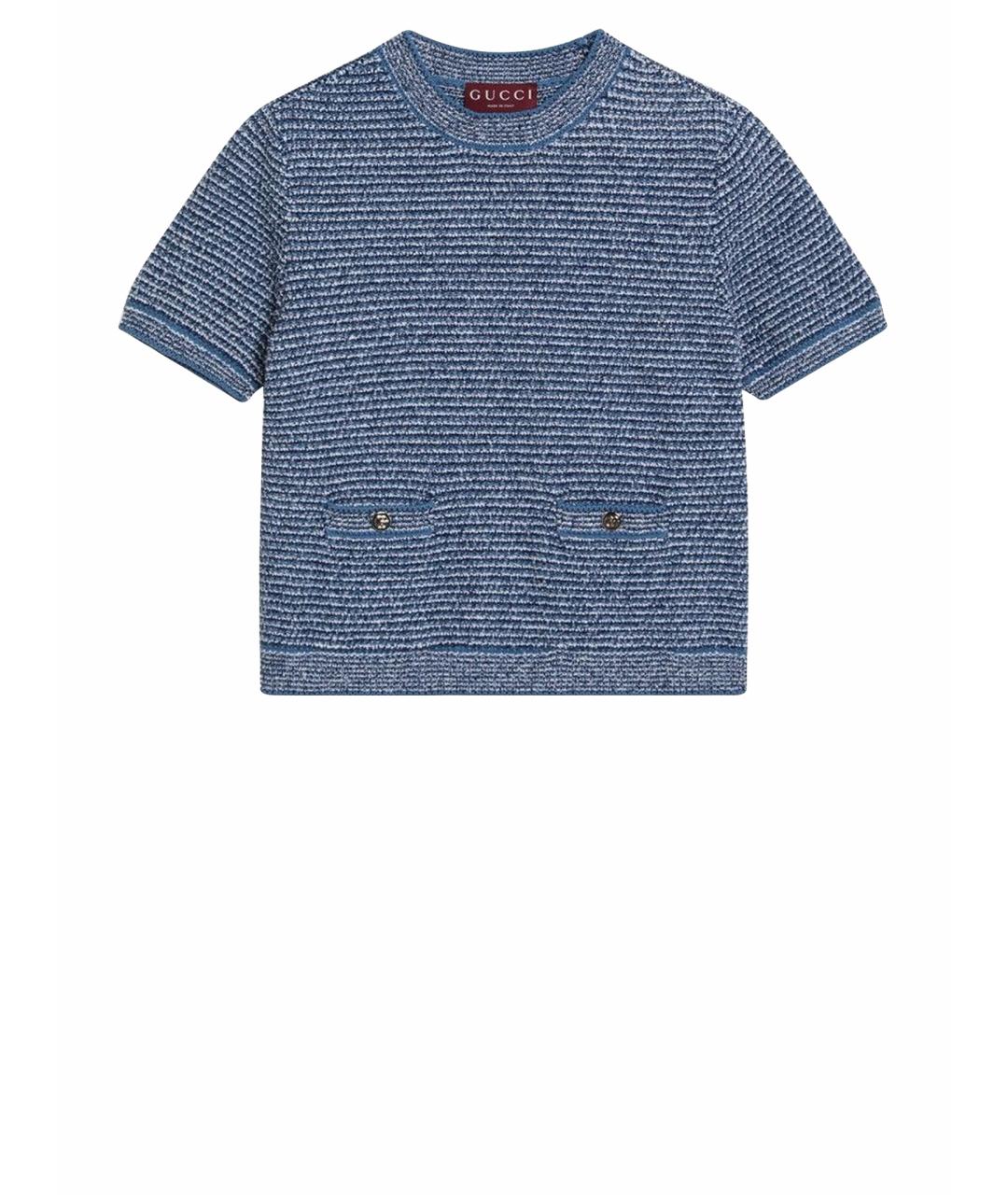 GUCCI Синяя хлопковая футболка, фото 1