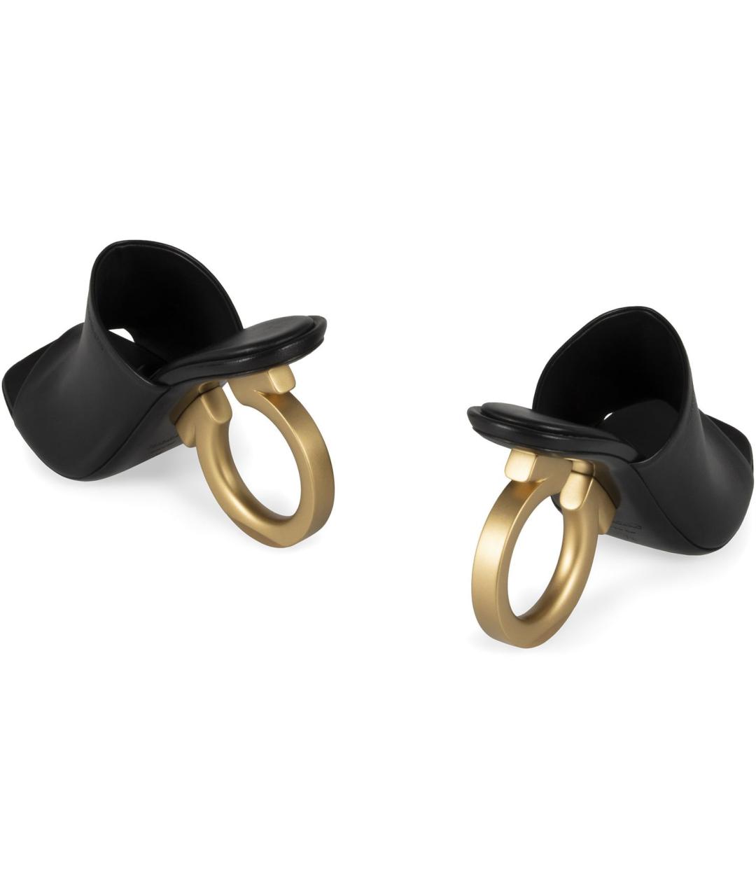 FERRAGAMO Черные кожаные сабо, фото 4