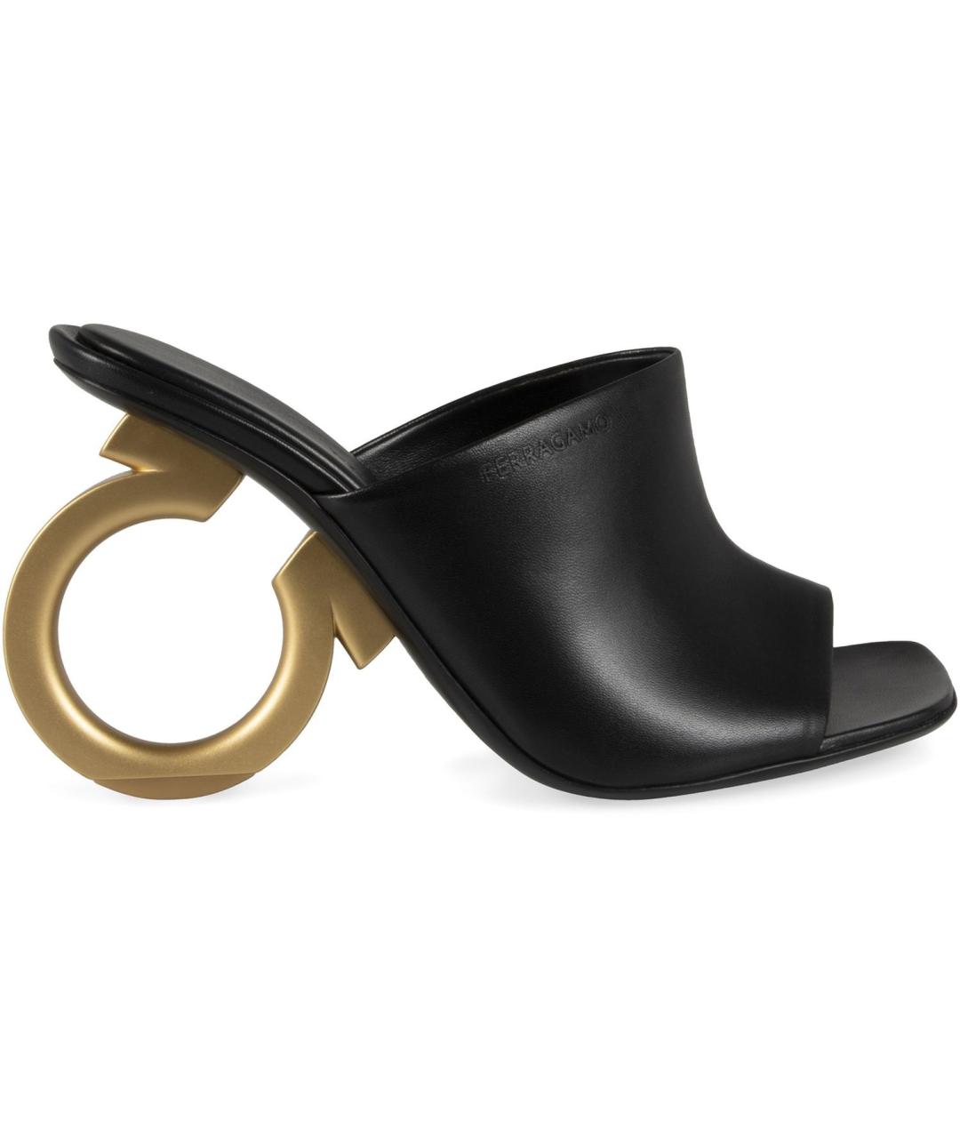FERRAGAMO Черные кожаные сабо, фото 2