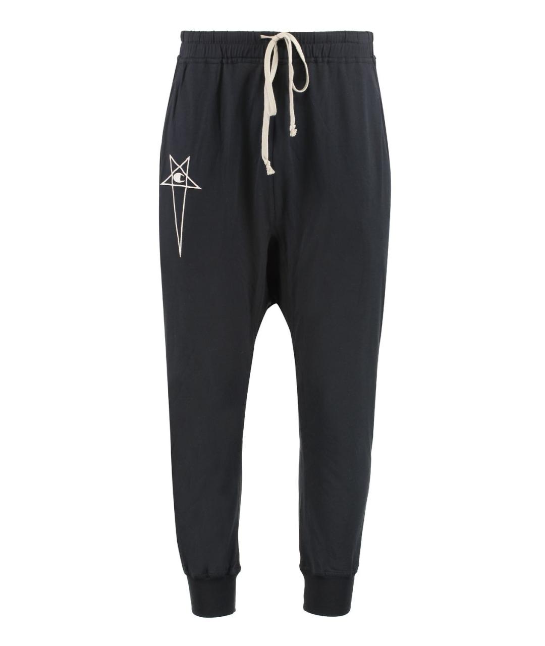 RICK OWENS Черные хлопковые повседневные брюки, фото 1