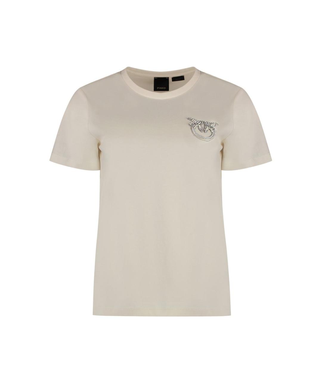 PINKO Бежевая хлопковая футболка, фото 1