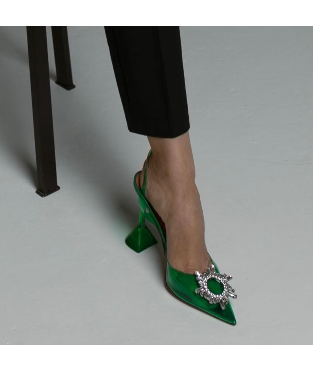 Amina Muaddi Зеленые туфли, фото 8