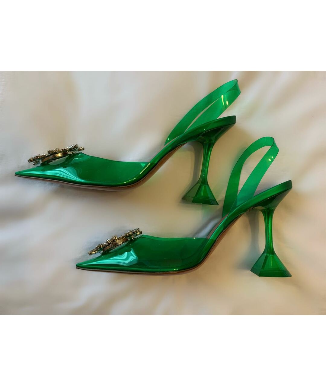 Amina Muaddi Зеленые туфли, фото 6